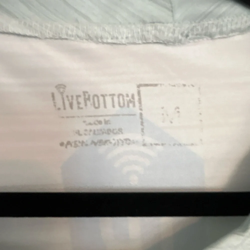 LiveBottom Striped Long Sleeve Activewear Top Light Blue Gray M Polyester‎